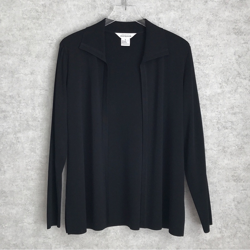 Misook Open Front Collared Cardigan